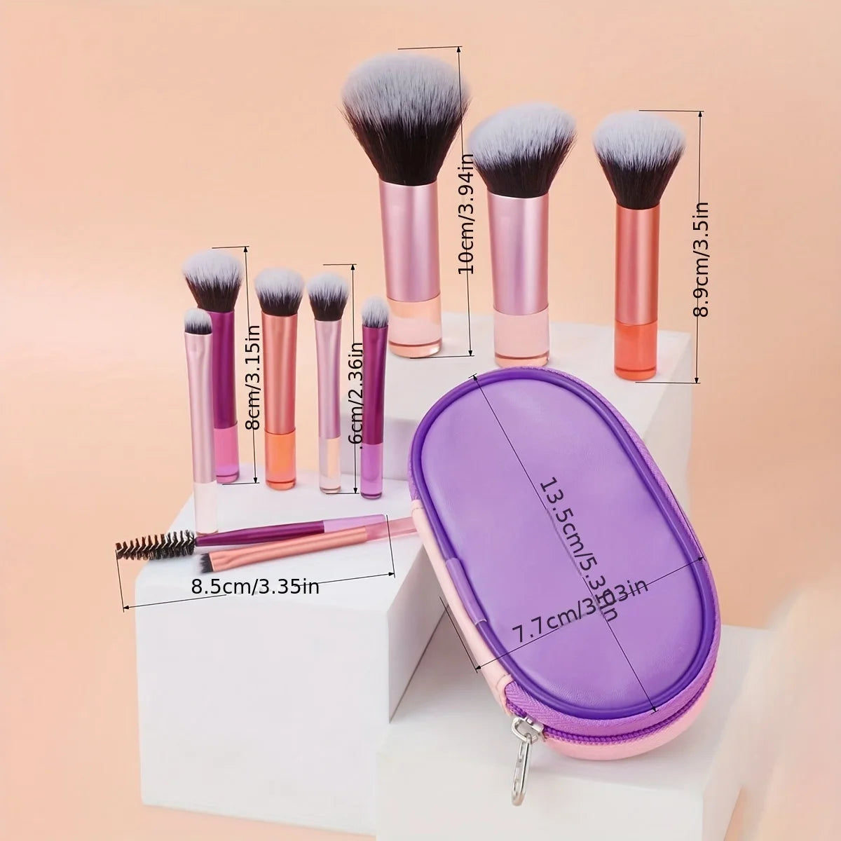10-Piece Wool Fiber Makeup Brush Set with Resin Handles