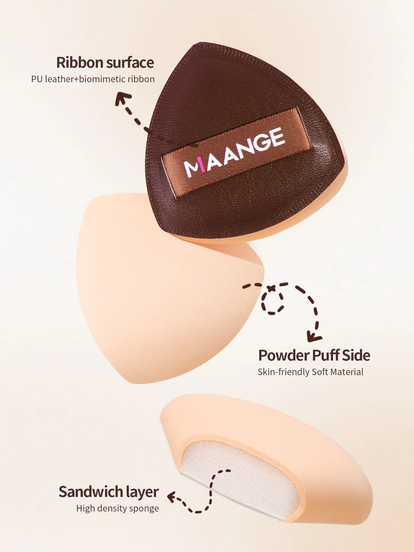 MAANGE VelvetFinish 15pcs Makeup Brush Set with Beauty Sponges