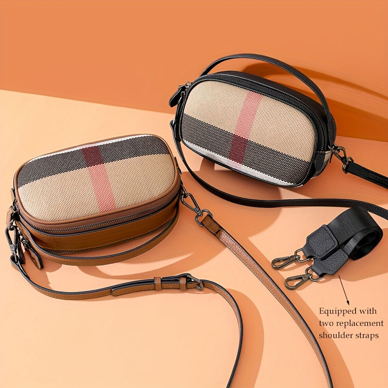 Ondy Retro Plaid Messenger Bag