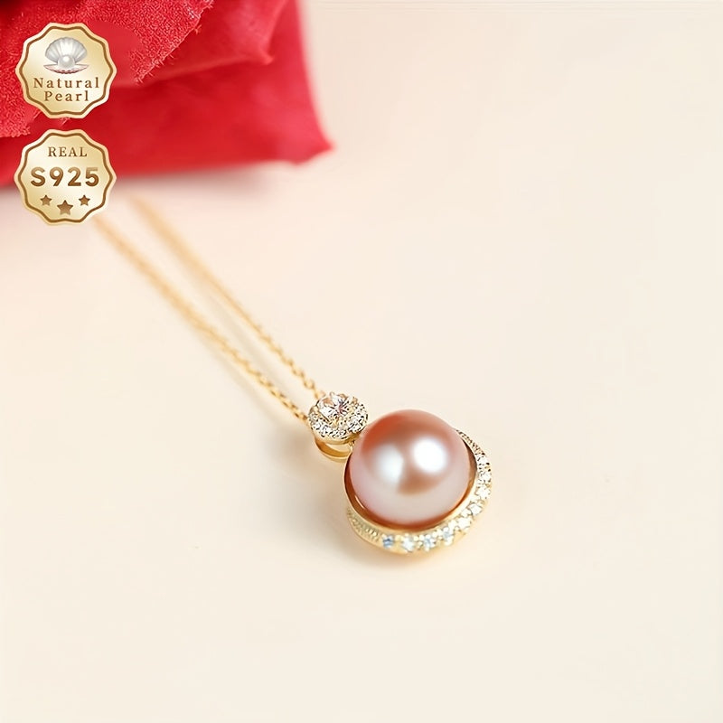 MUFAN Freshwater Pearl Pendant Necklace in S925 Silver