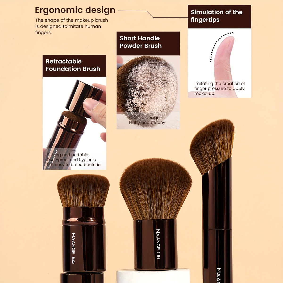 MAANGE Pro Beauty Essentials – 7pc Brush Set + 25 Sponges + Remover Pads + Cleaning Bowl