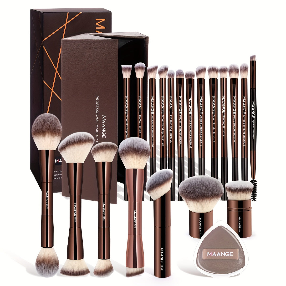 Complete 20-Piece Makeup Brush Set with Puff & Organizer
