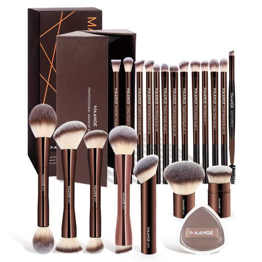 Complete 20-Piece Makeup Brush Set with Puff & Organizer