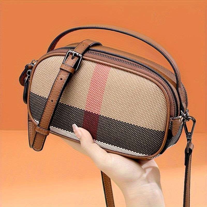 Ondy Retro Plaid Messenger Bag