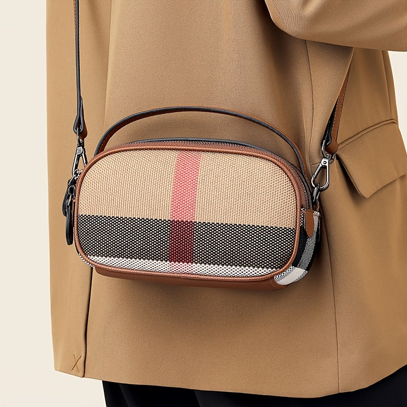 Ondy Retro Plaid Messenger Bag