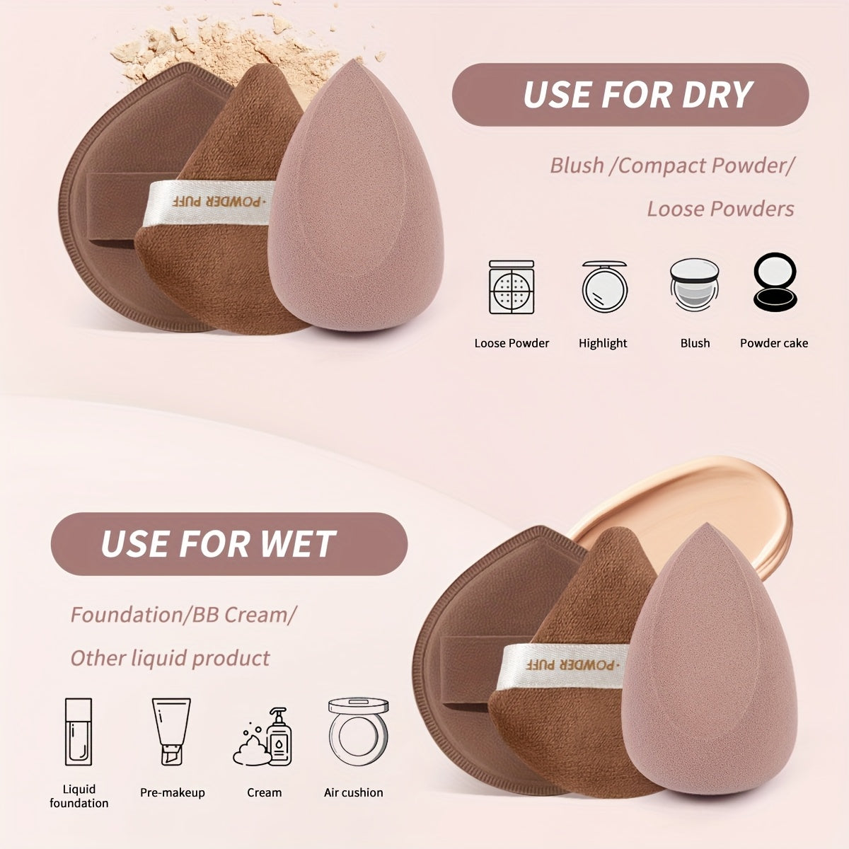 MAANGE Pro Beauty Essentials – 7pc Brush Set + 25 Sponges + Remover Pads + Cleaning Bowl