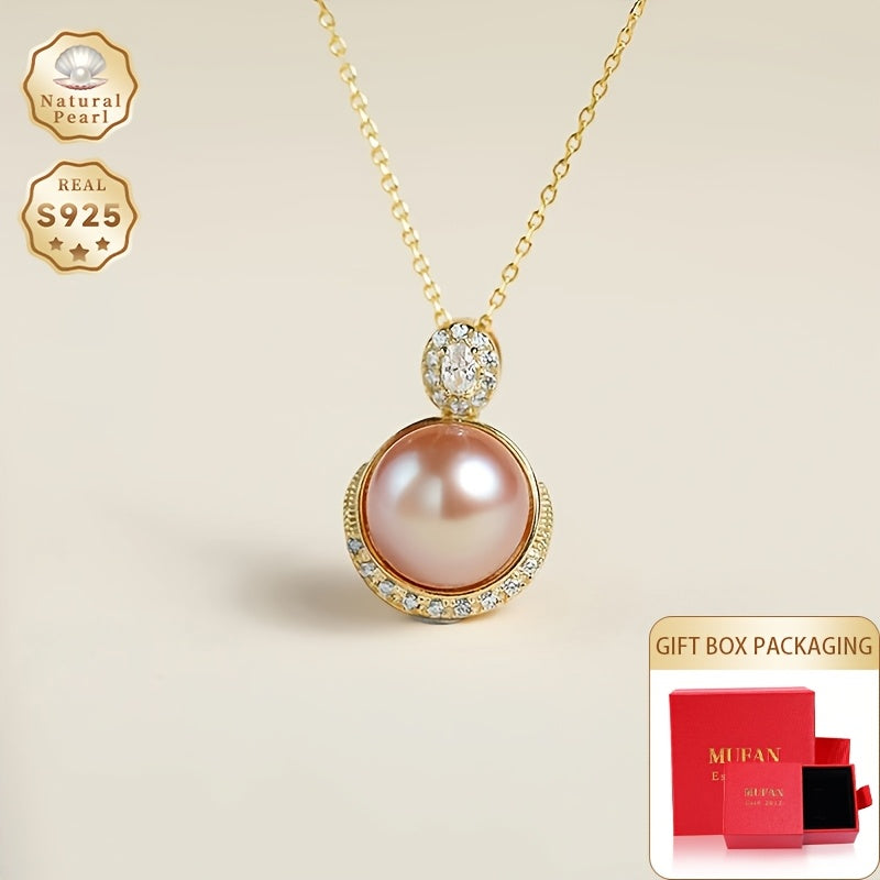 MUFAN Freshwater Pearl Pendant Necklace in S925 Silver