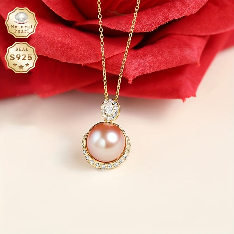 MUFAN Freshwater Pearl Pendant Necklace in S925 Silver