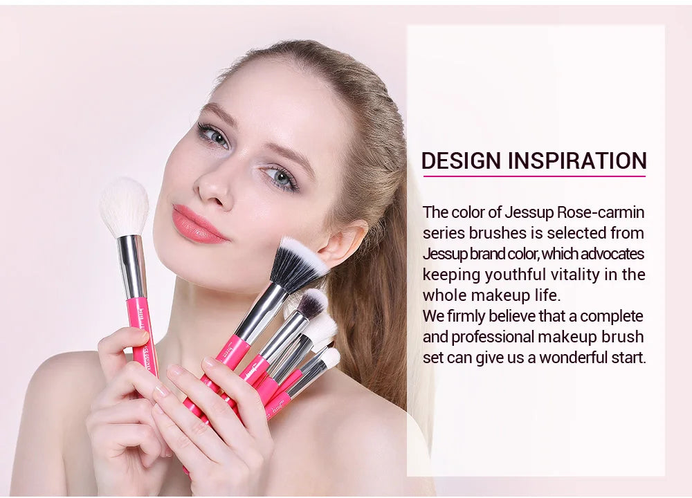 Jessup Rose-Carmin Pro 25PCS Makeup Brush Set