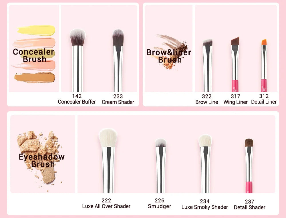 Jessup Rose-Carmin Pro 25PCS Makeup Brush Set