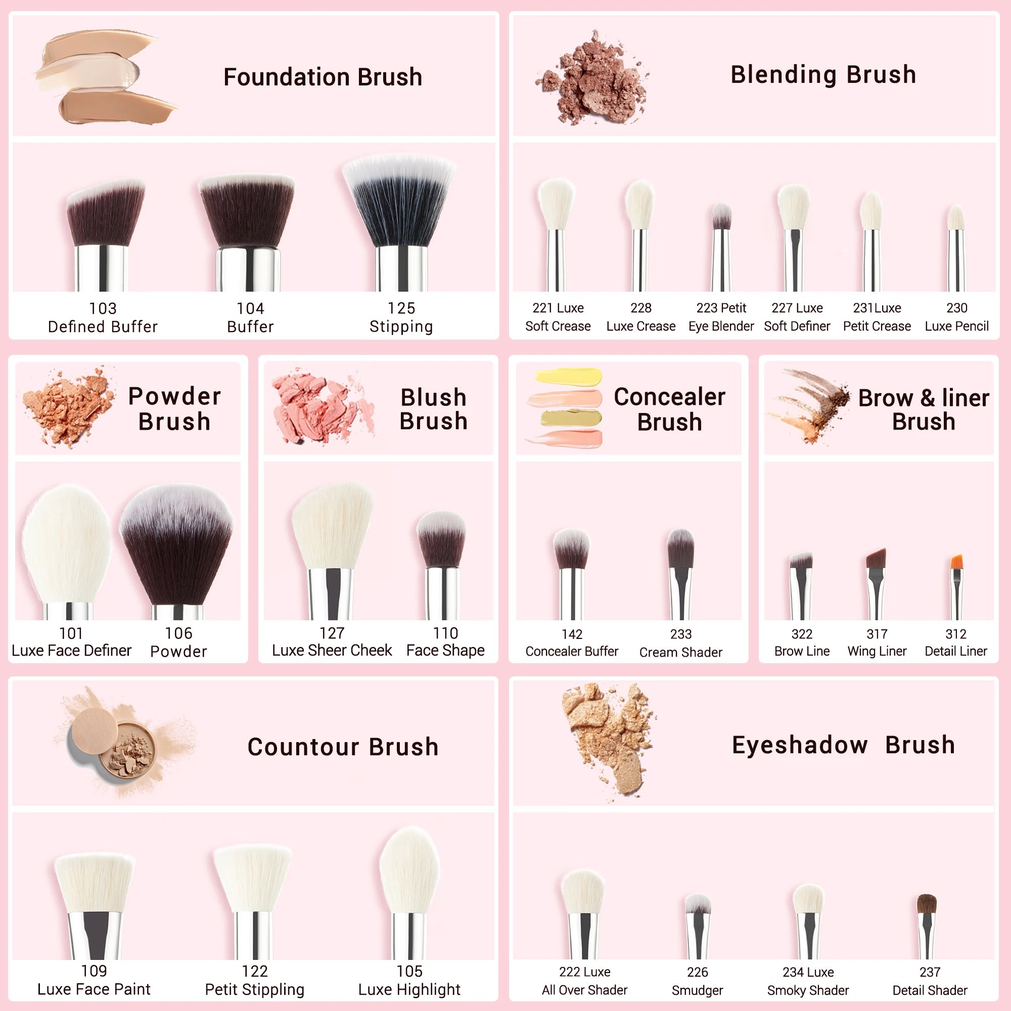 Jessup Rose-Carmin Pro 25PCS Makeup Brush Set