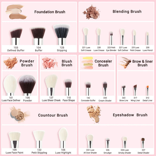 Jessup Rose-Carmin Pro 25PCS Makeup Brush Set