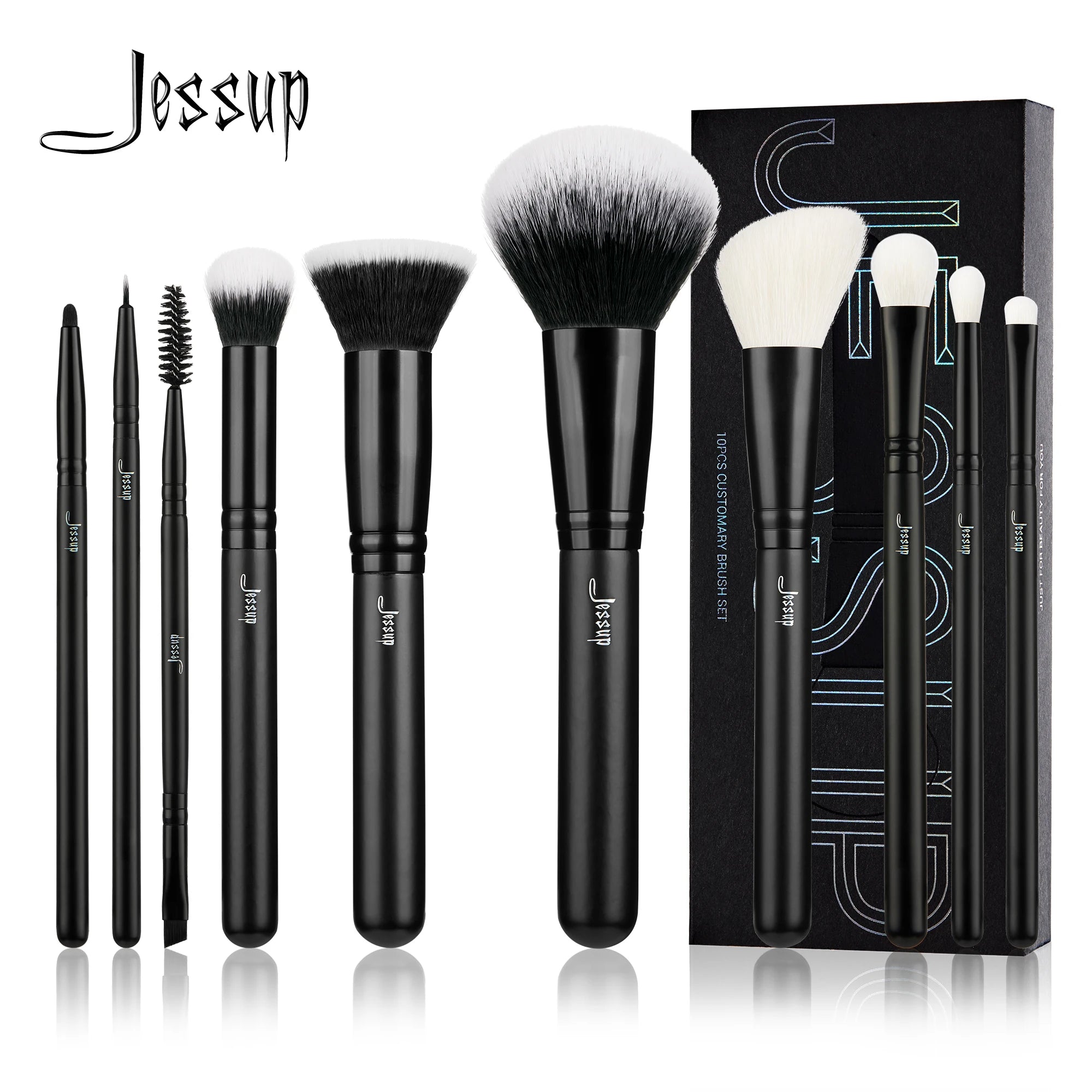 Jessup VelvetFinish 10PC Pro Makeup Brush Set