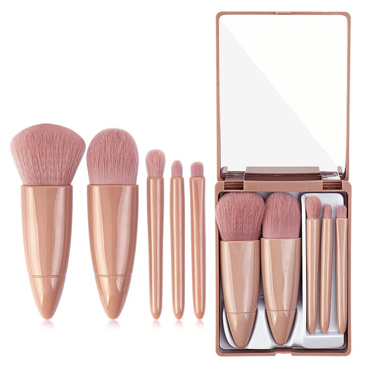 MAANGE 5-Piece Travel Makeup Brush Set with Mirror
