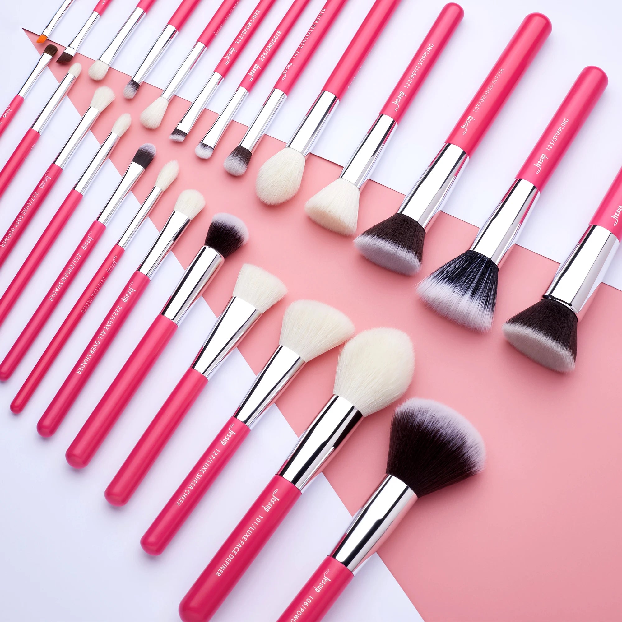 Jessup Rose-Carmin Pro 25PCS Makeup Brush Set