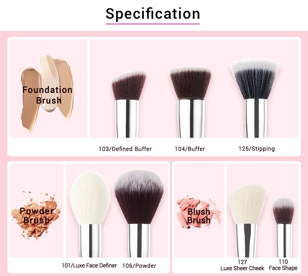 Jessup Rose-Carmin Pro 25PCS Makeup Brush Set