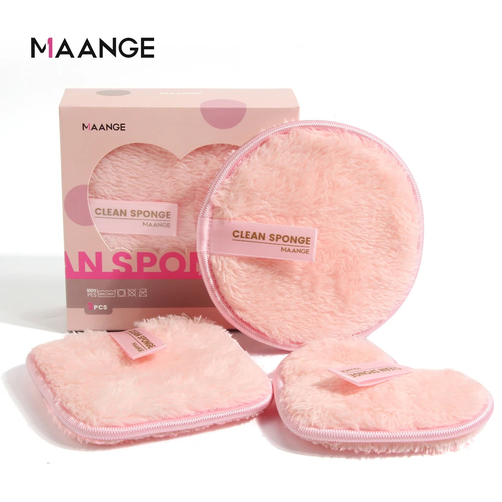 MAANGE 3-Piece Microfiber Makeup Removal Sponge Set