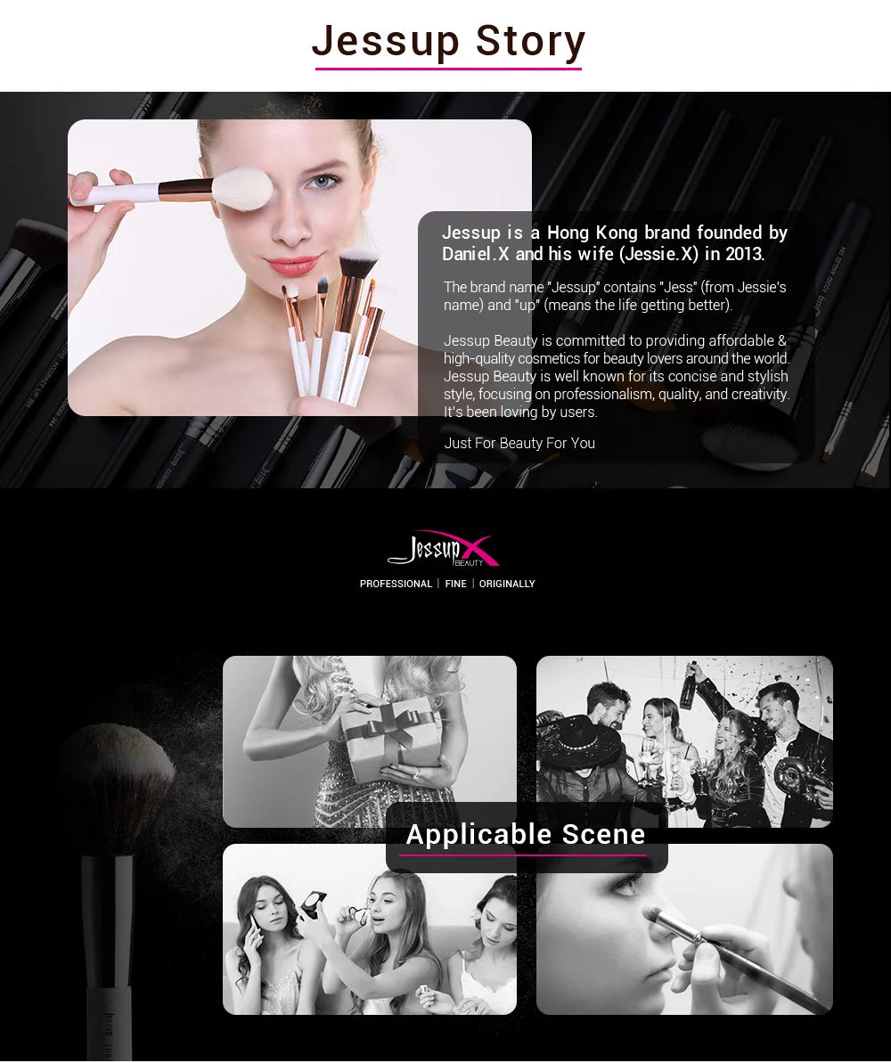 Jessup Rose-Carmin Pro 25PCS Makeup Brush Set