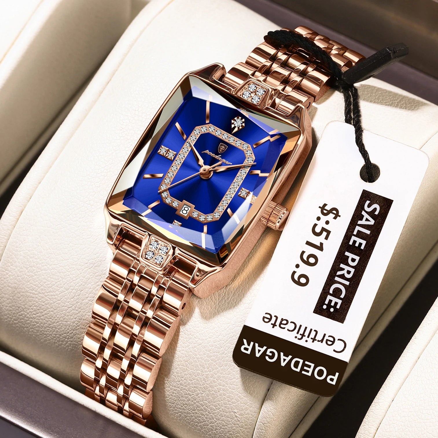 POEDAGAR Elegant Rectangle Women's Watch