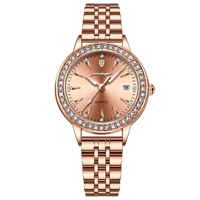 POEDAGAR Ultra-Thin Rose Gold Women's Watch