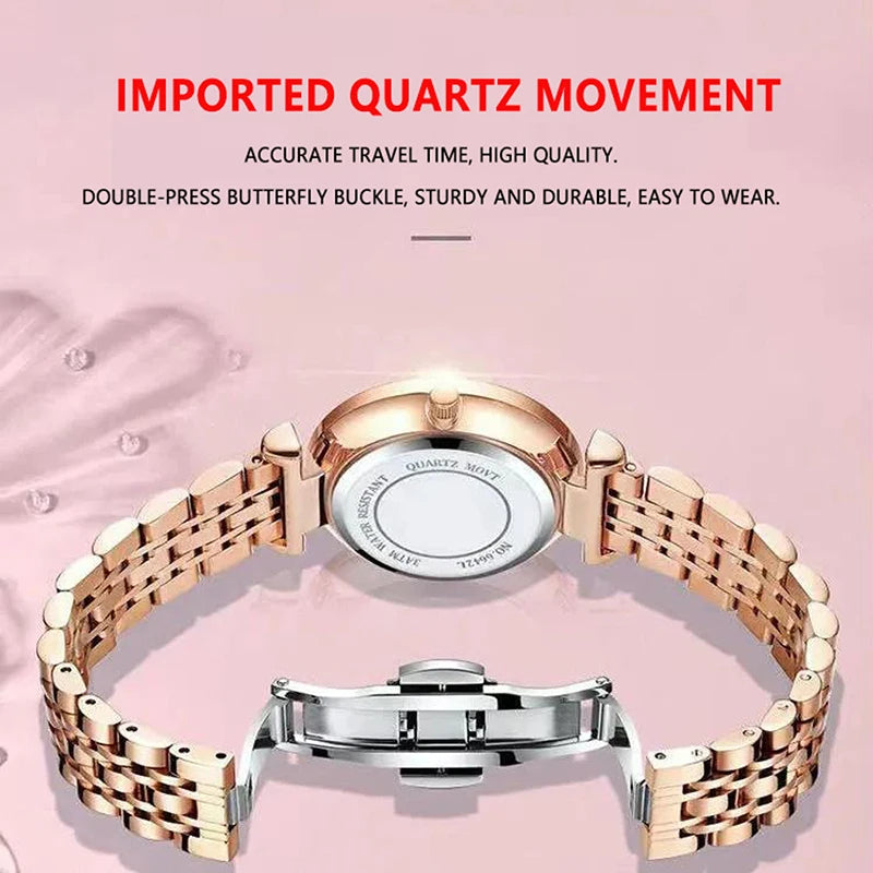 POEDAGAR Ultra-Thin Rose Gold Women's Watch