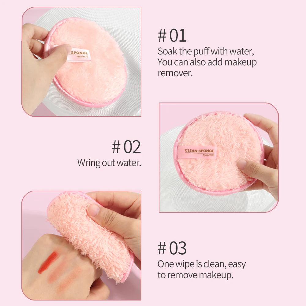 MAANGE 3-Piece Microfiber Makeup Removal Sponge Set