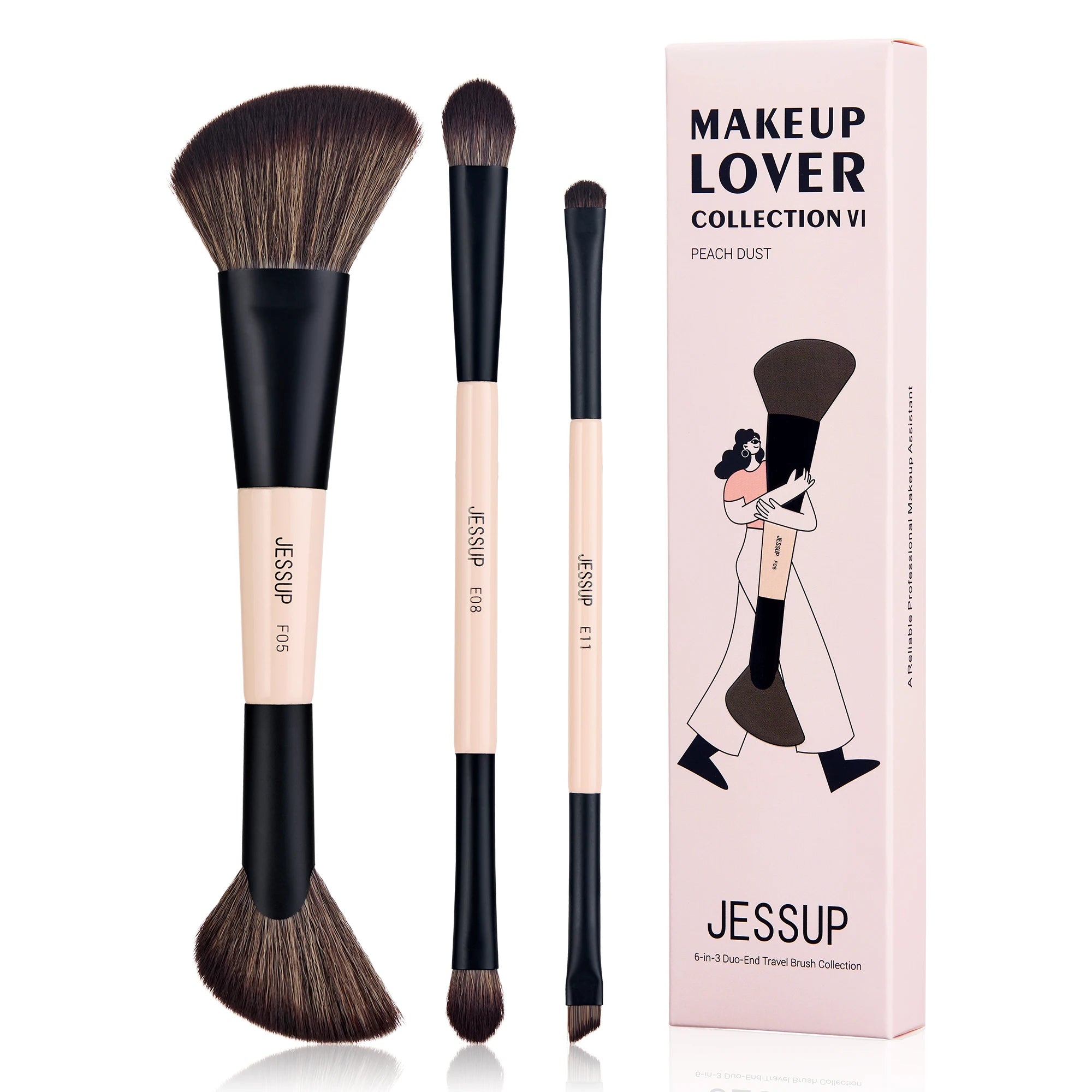Jessup DuoGlow 3-Piece Makeup Brush Set
