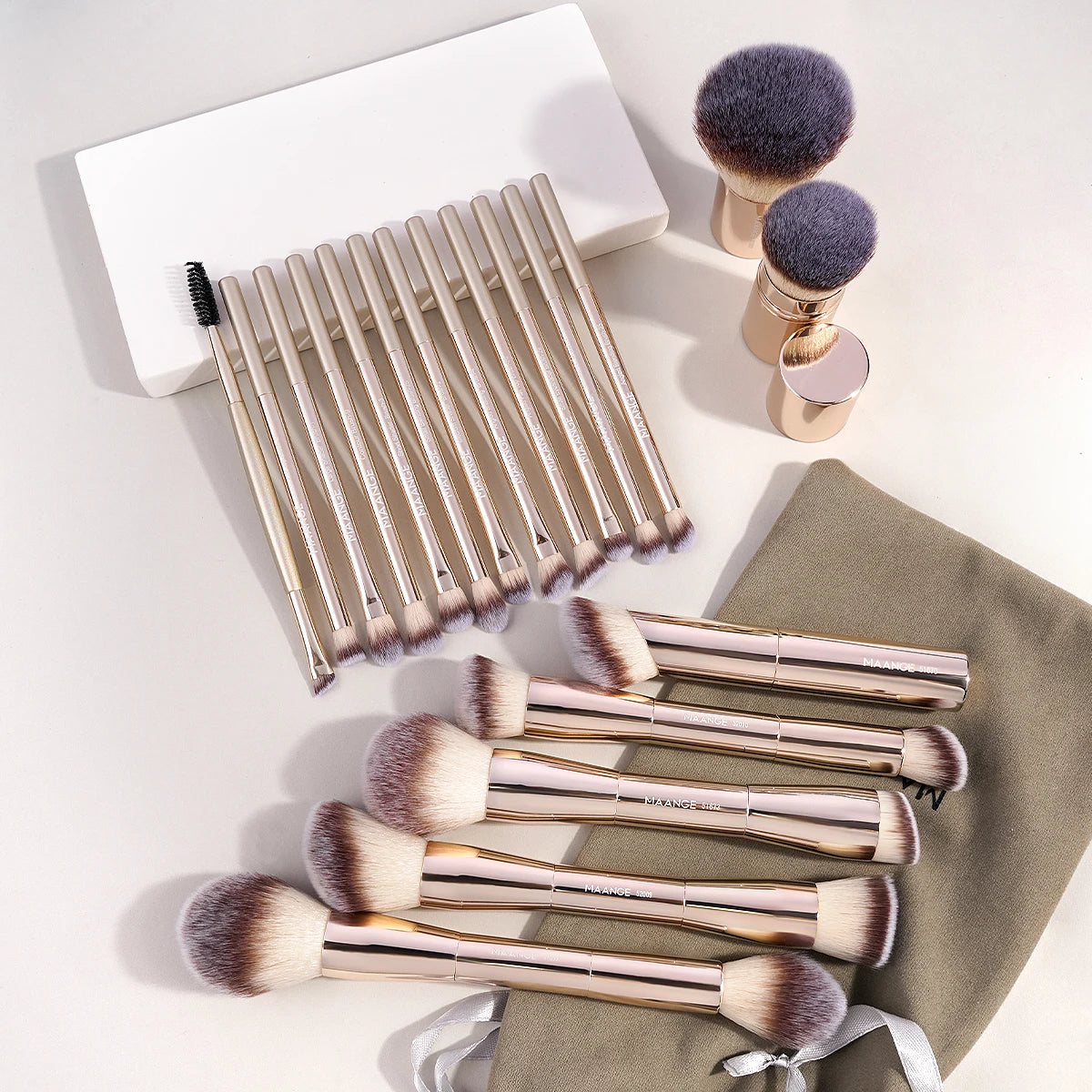 MAANGE Pro Dual-Ended 20-Piece Makeup Brush Set with Bag