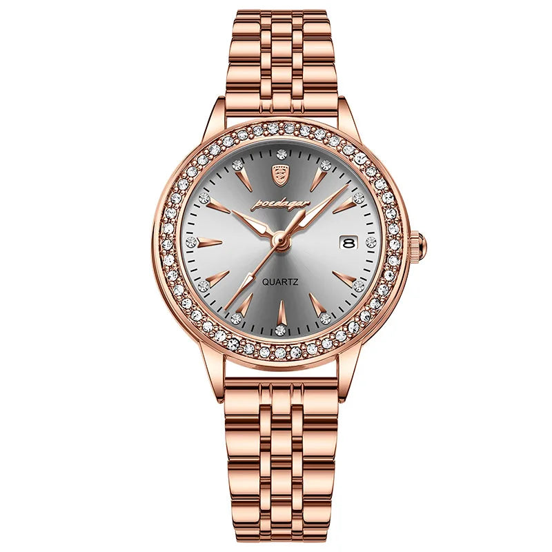 POEDAGAR Ultra-Thin Rose Gold Women's Watch