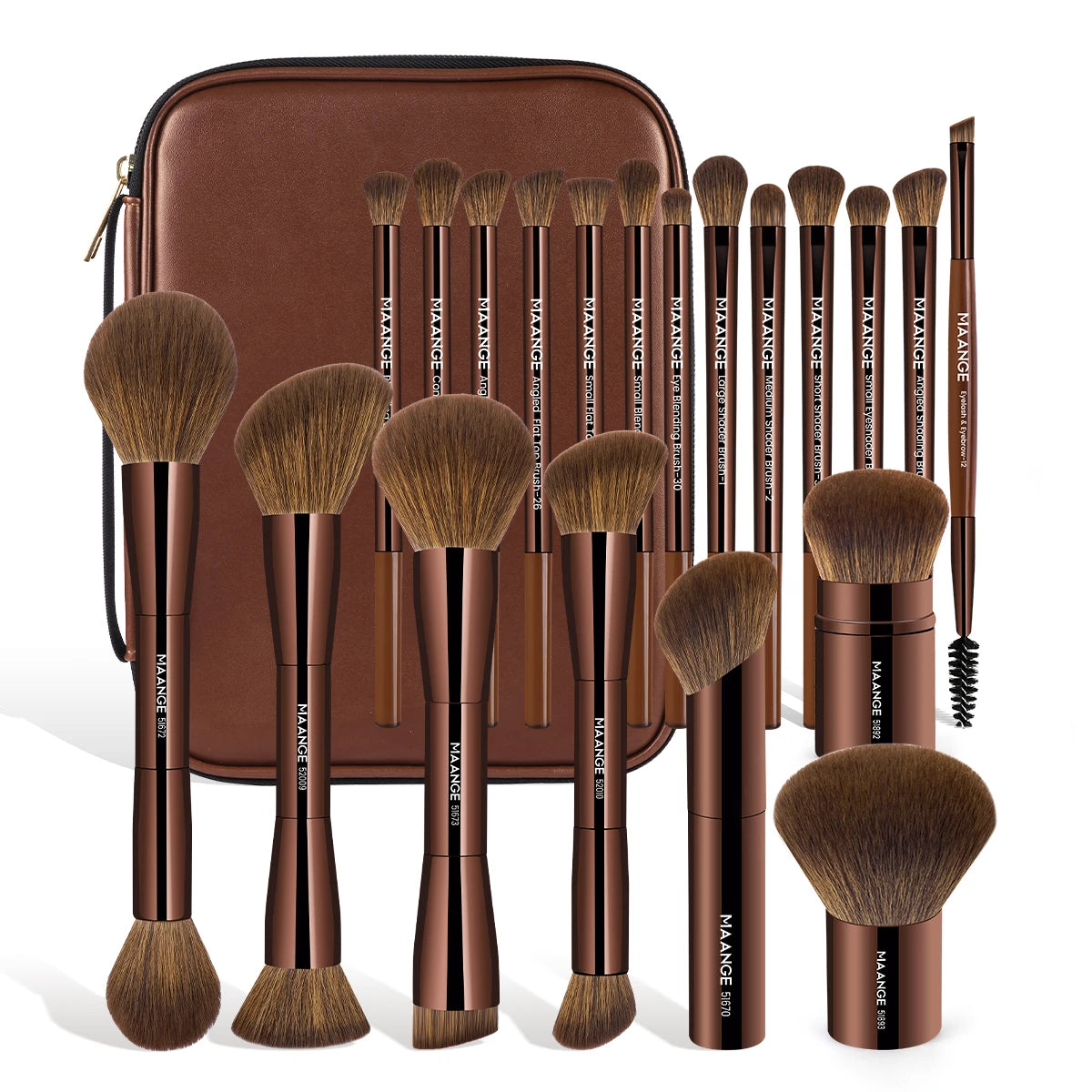 MAANGE 20-Piece Dual-End Professional Makeup Brush Set with Organizer