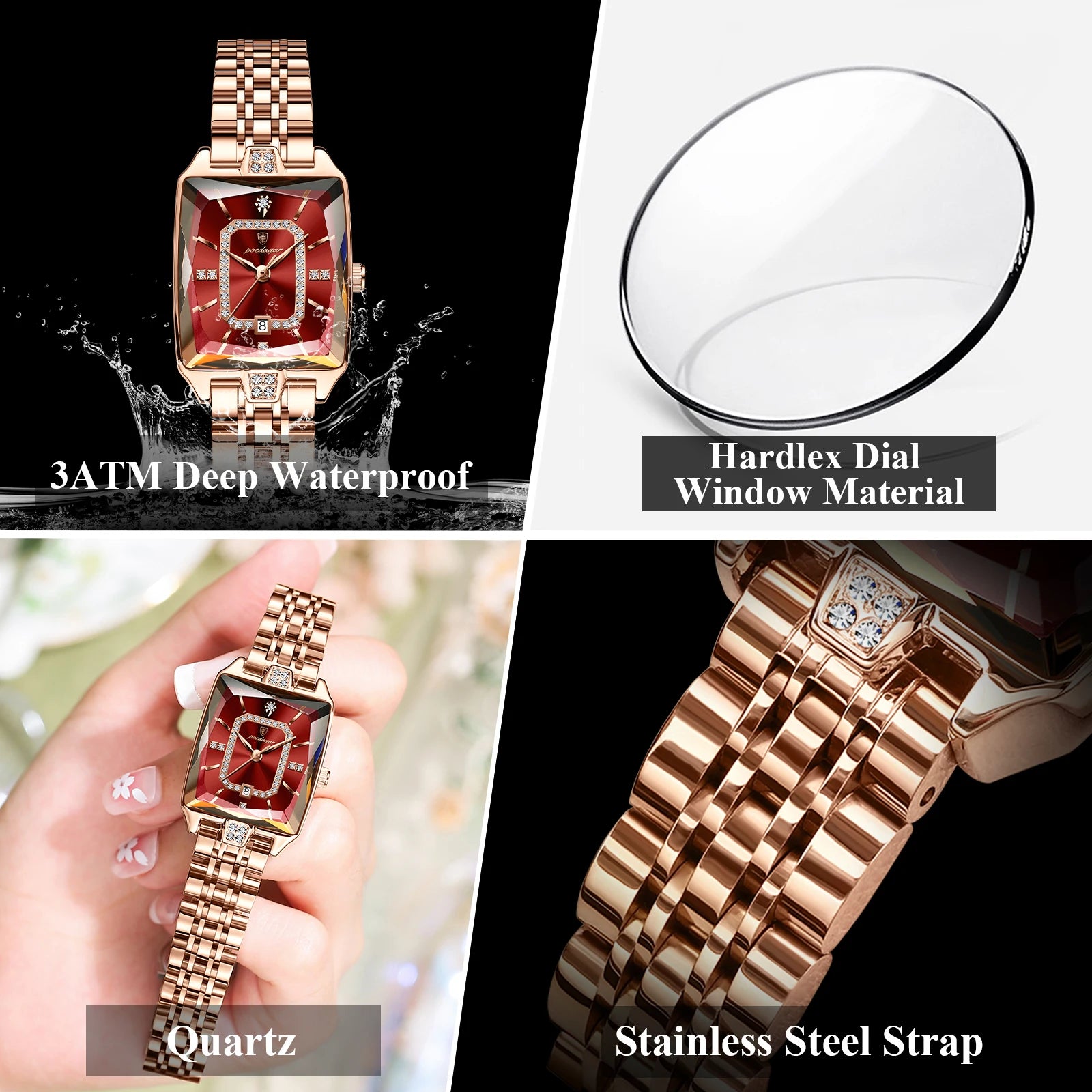 POEDAGAR Elegant Rectangle Women's Watch