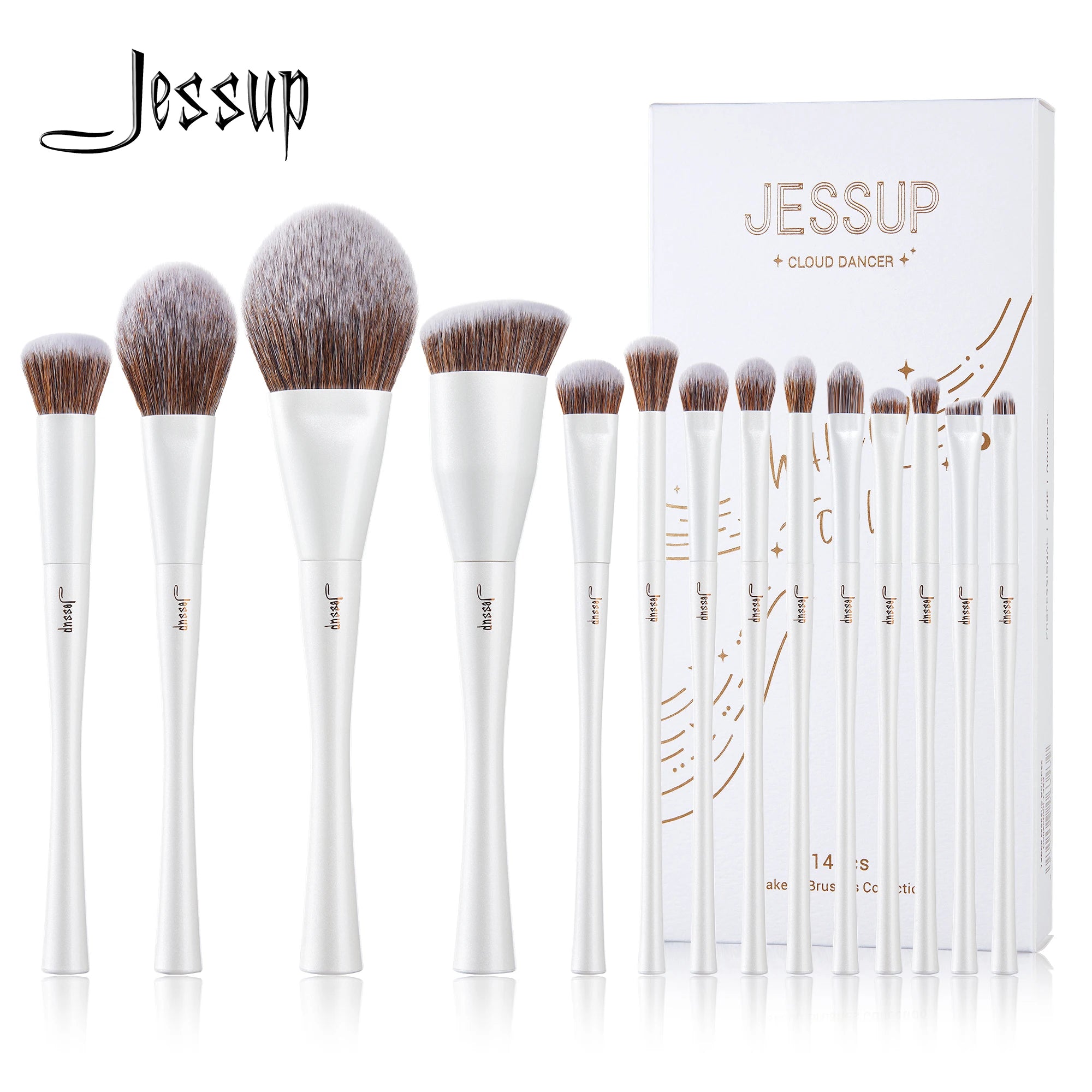 Jessup 14-Piece Premium Synthetic Makeup Brush Set with Gift Box