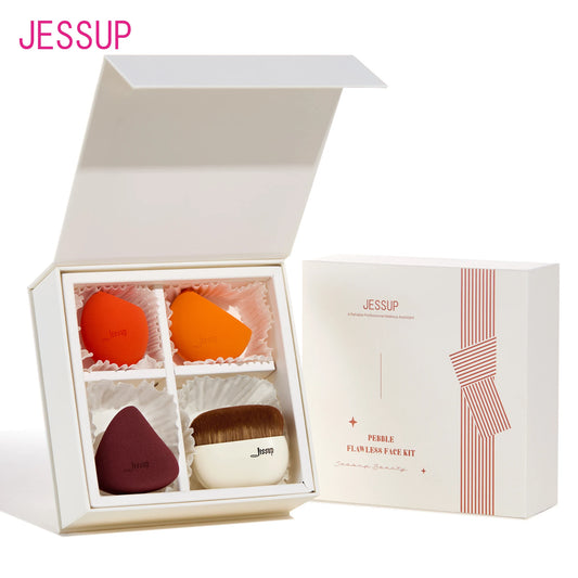 Jessup Pebble Flawless Face Kit – Professional Makeup Brush & Sponge Set