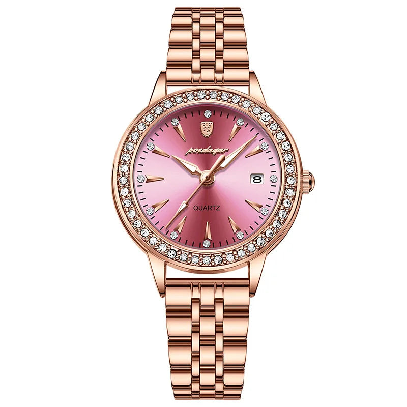 POEDAGAR Ultra-Thin Rose Gold Women's Watch