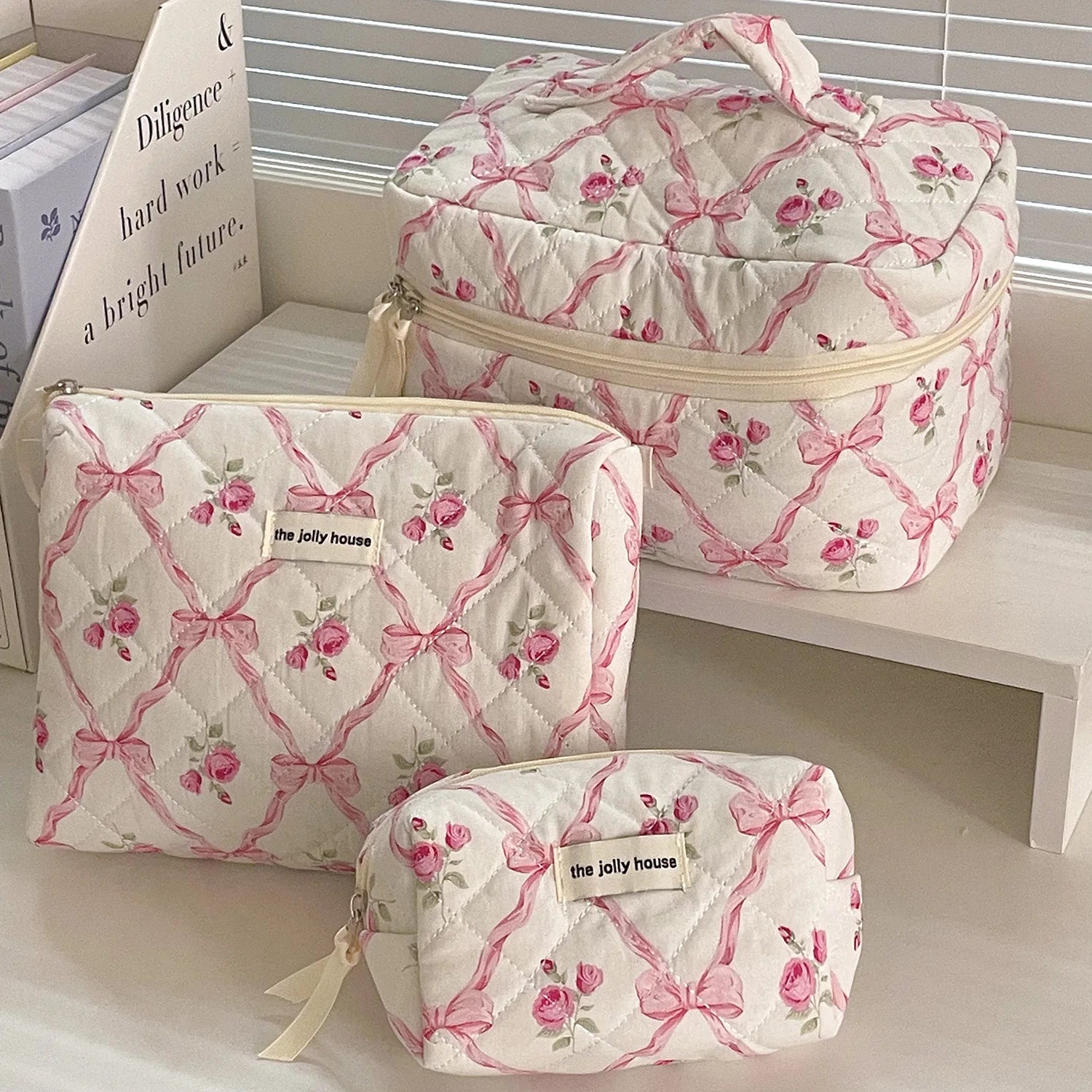 BloomBow Quilted Cosmetic Bag
