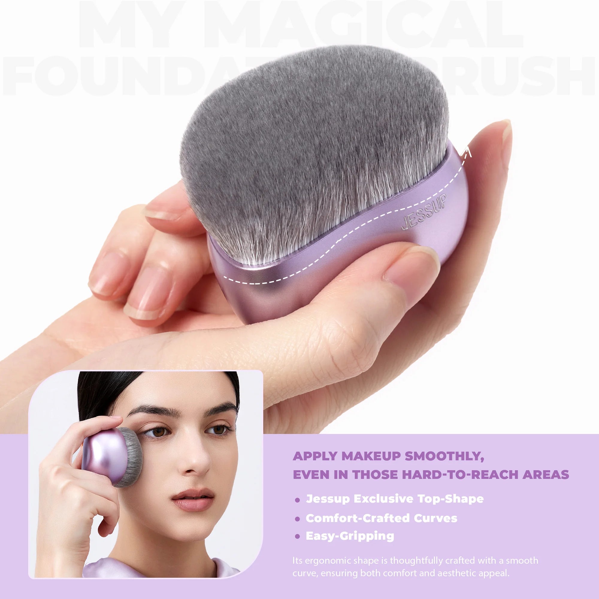 Jessup Pro Flawless Foundation Brush (SF003) – Luxury Purple Edition