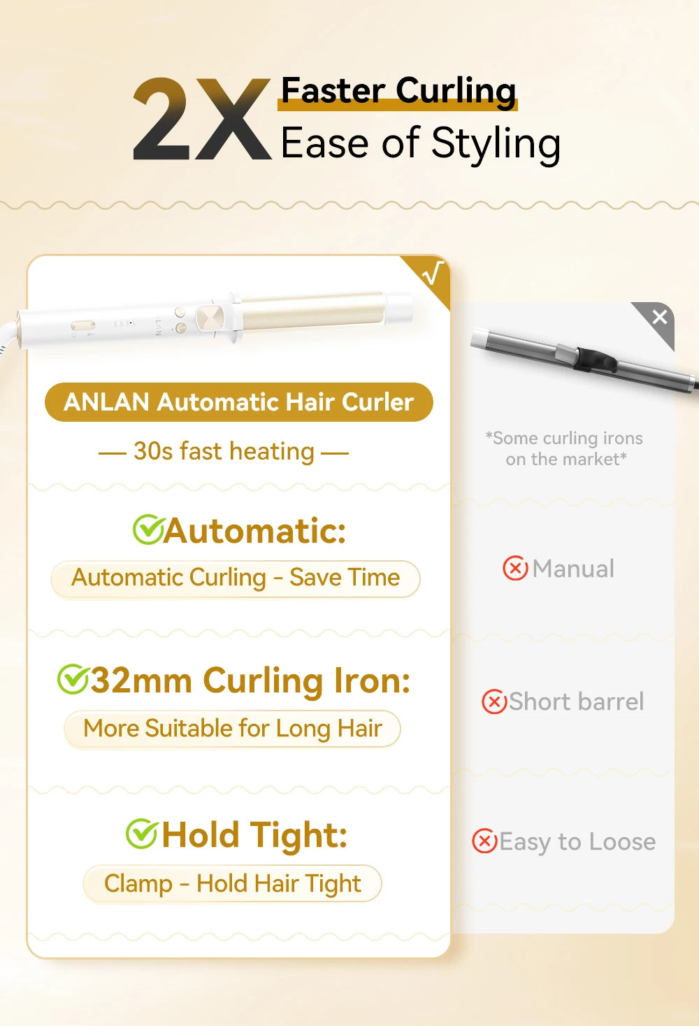 ANLAN Automatic Hair Curler – Fast Heat & Smart Temp Control