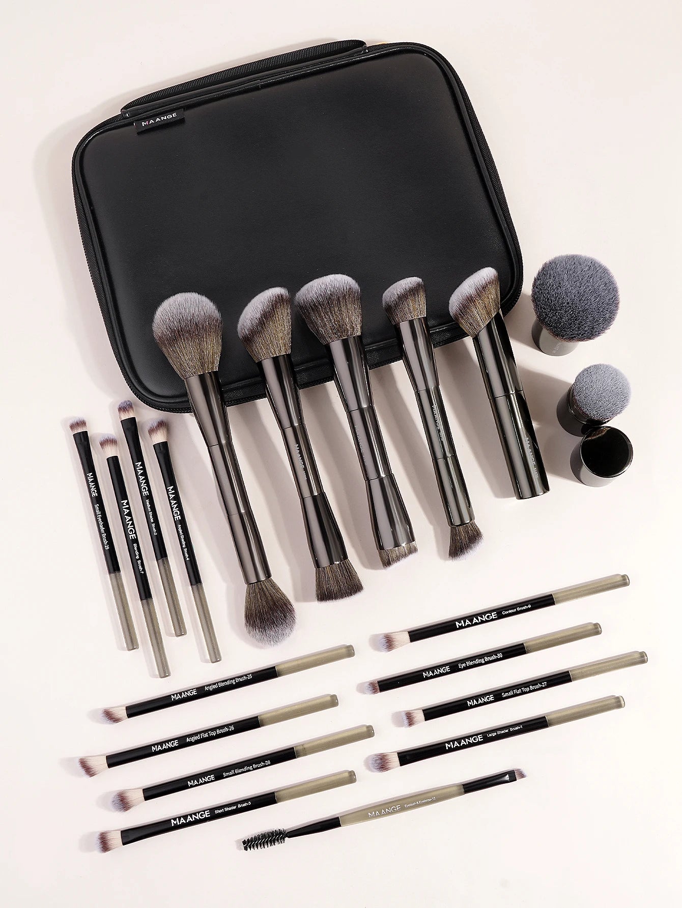 MAANGE 20-Piece Dual-End Professional Makeup Brush Set with Organizer