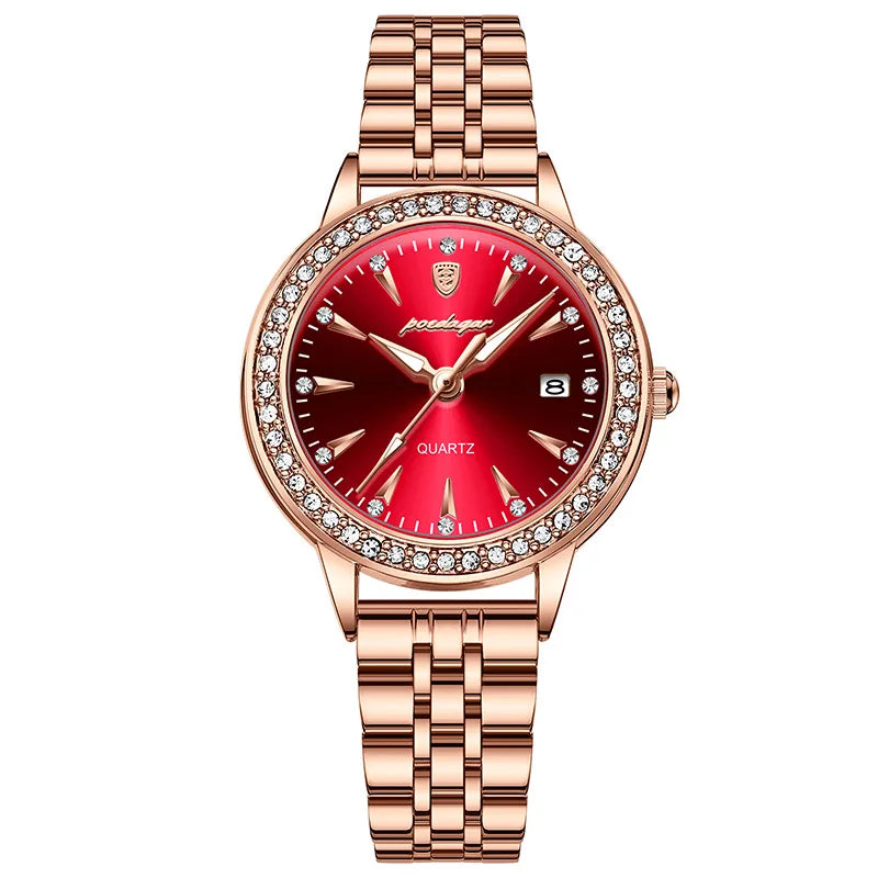 POEDAGAR Ultra-Thin Rose Gold Women's Watch