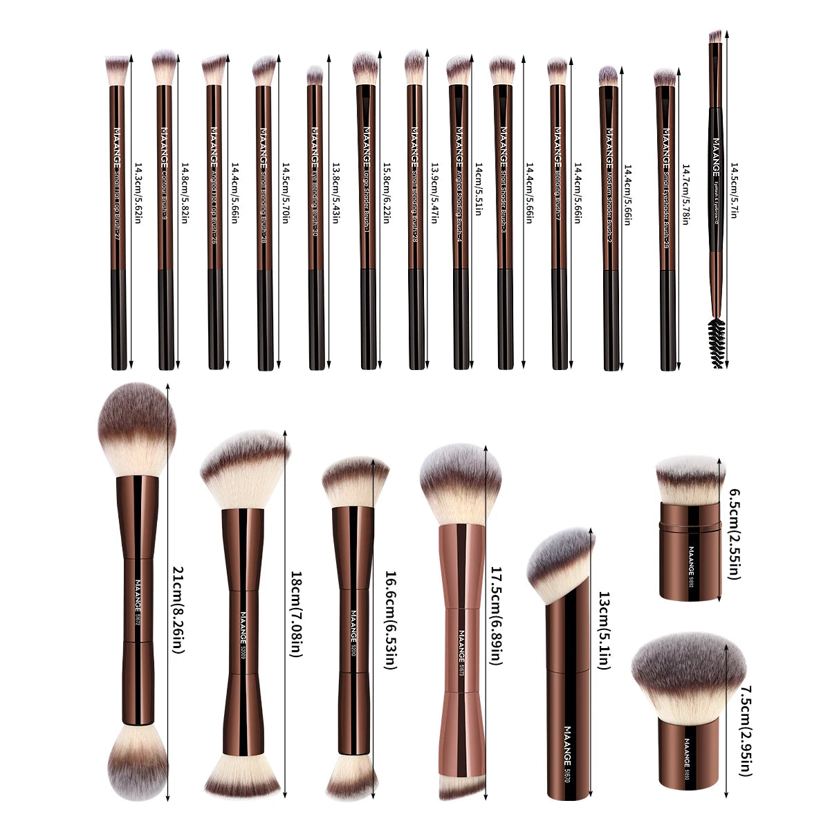 MAANGE Pro Dual-Ended 20-Piece Makeup Brush Set with Bag