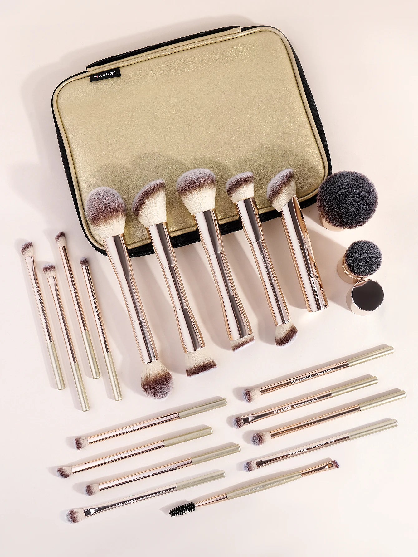 MAANGE 20-Piece Dual-End Professional Makeup Brush Set with Organizer