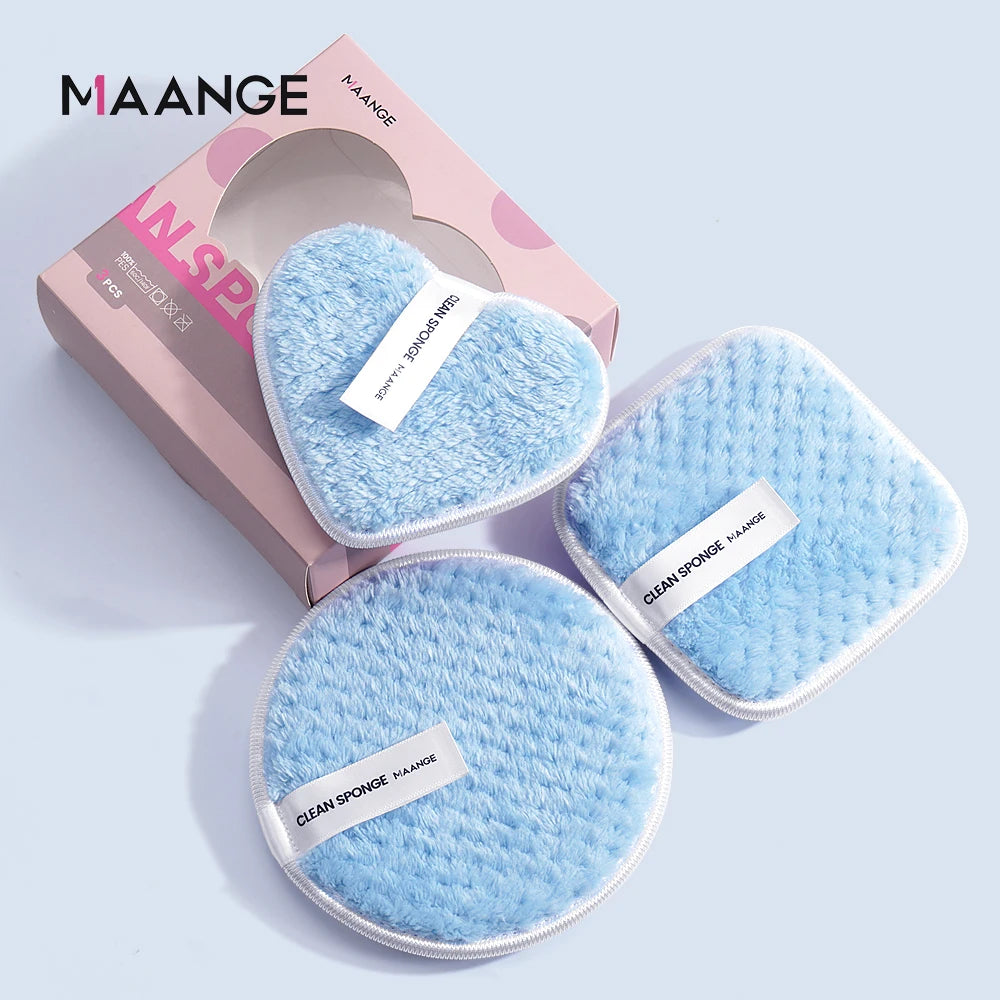 MAANGE 3-Piece Microfiber Makeup Removal Sponge Set