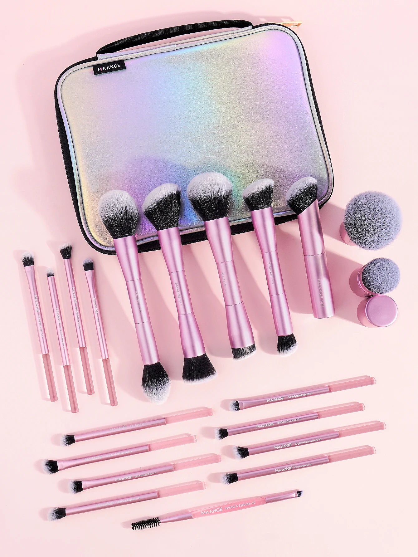 MAANGE 20-Piece Dual-End Professional Makeup Brush Set with Organizer