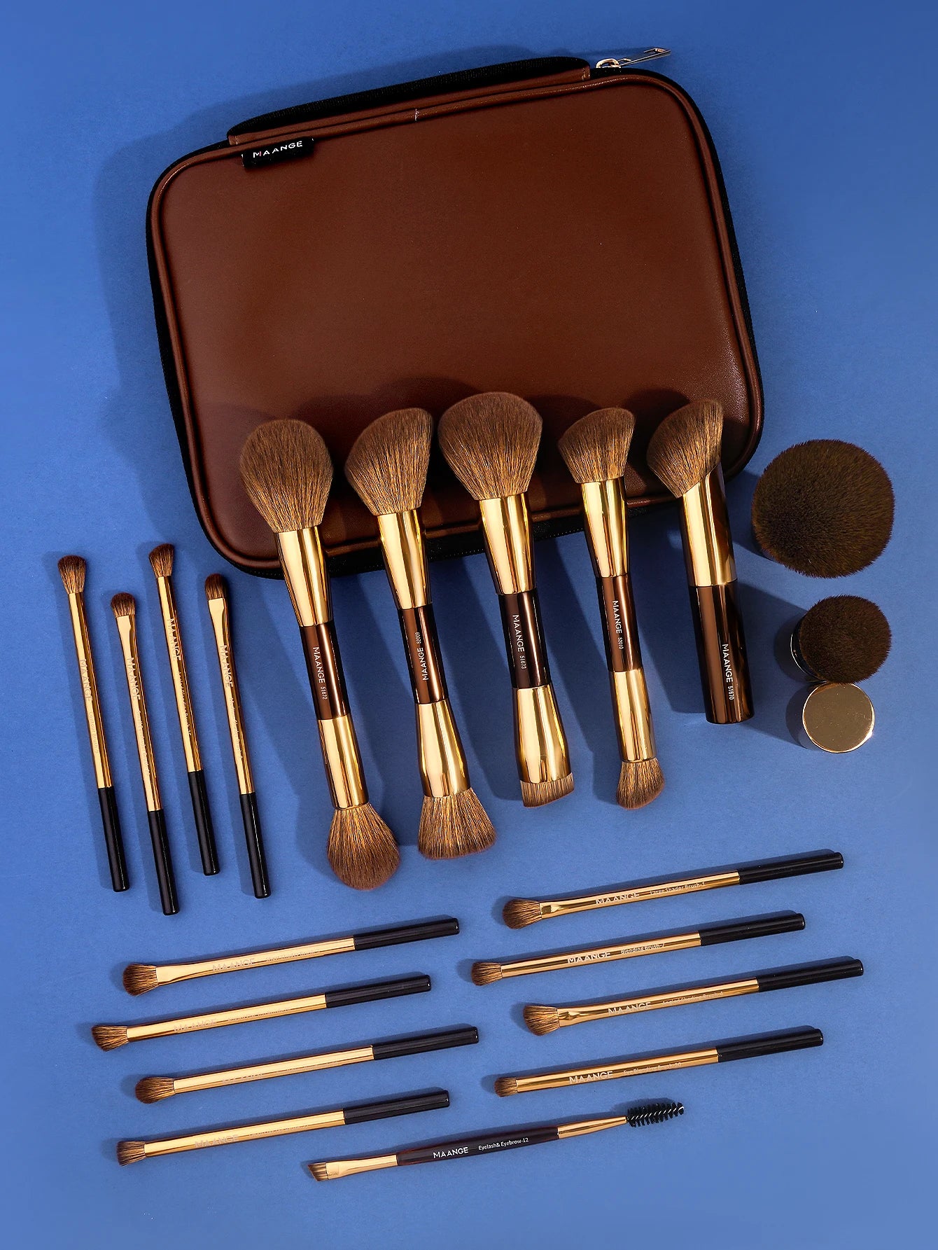 MAANGE 20-Piece Dual-End Professional Makeup Brush Set with Organizer