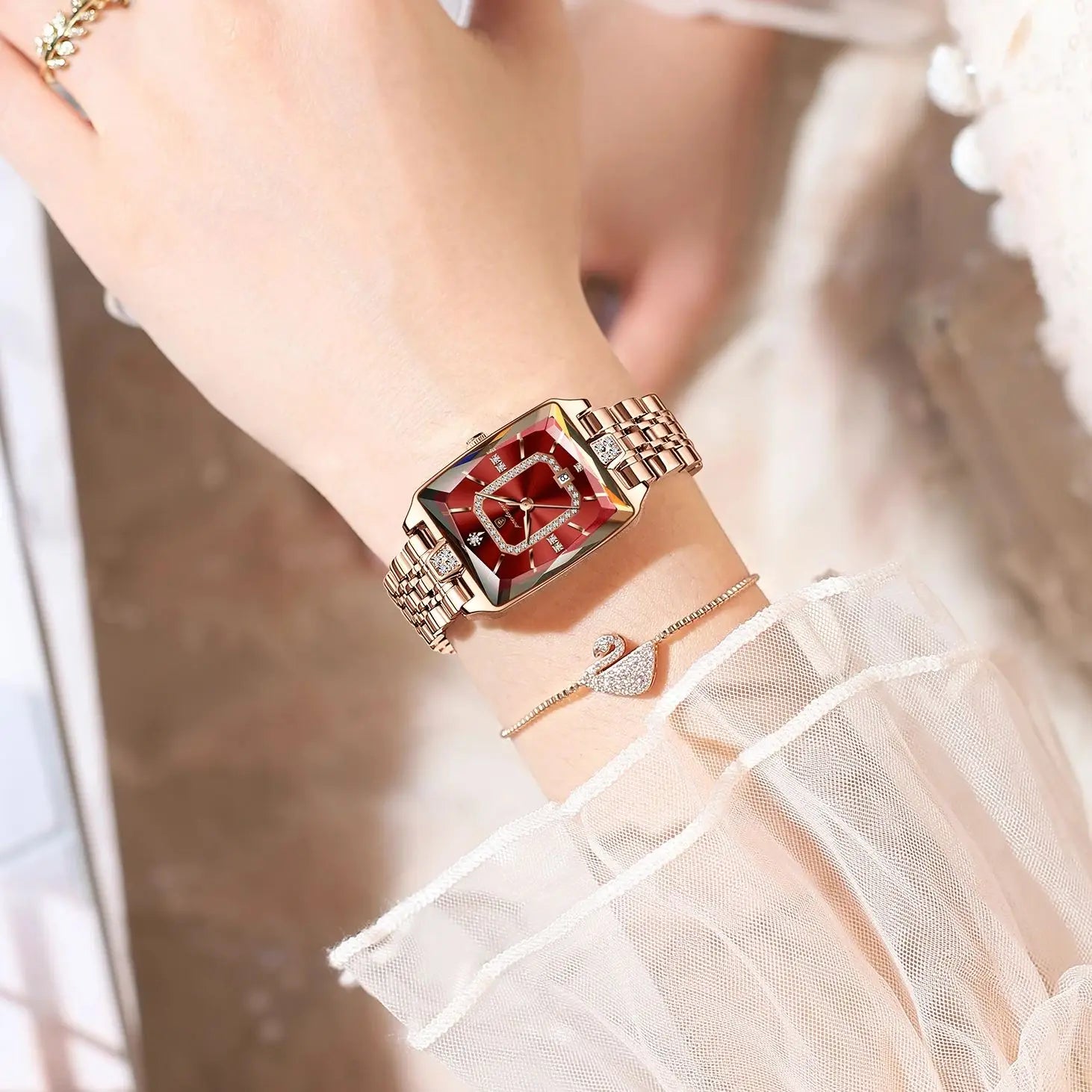 POEDAGAR Elegant Rectangle Women's Watch