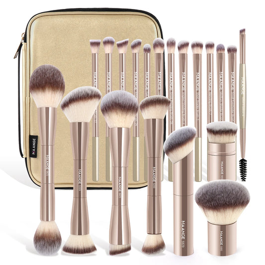 MAANGE 20-Piece Dual-End Professional Makeup Brush Set with Organizer