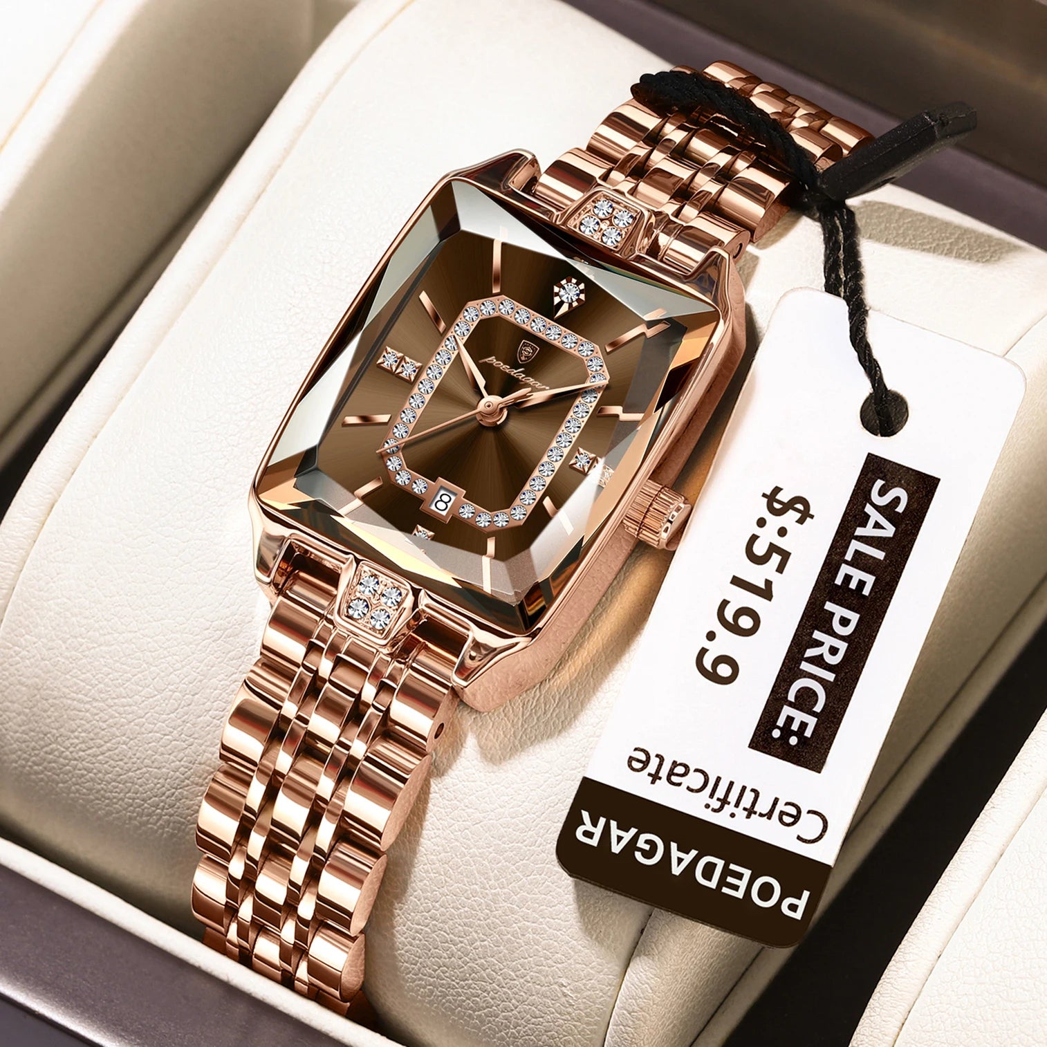 POEDAGAR Elegant Rectangle Women's Watch