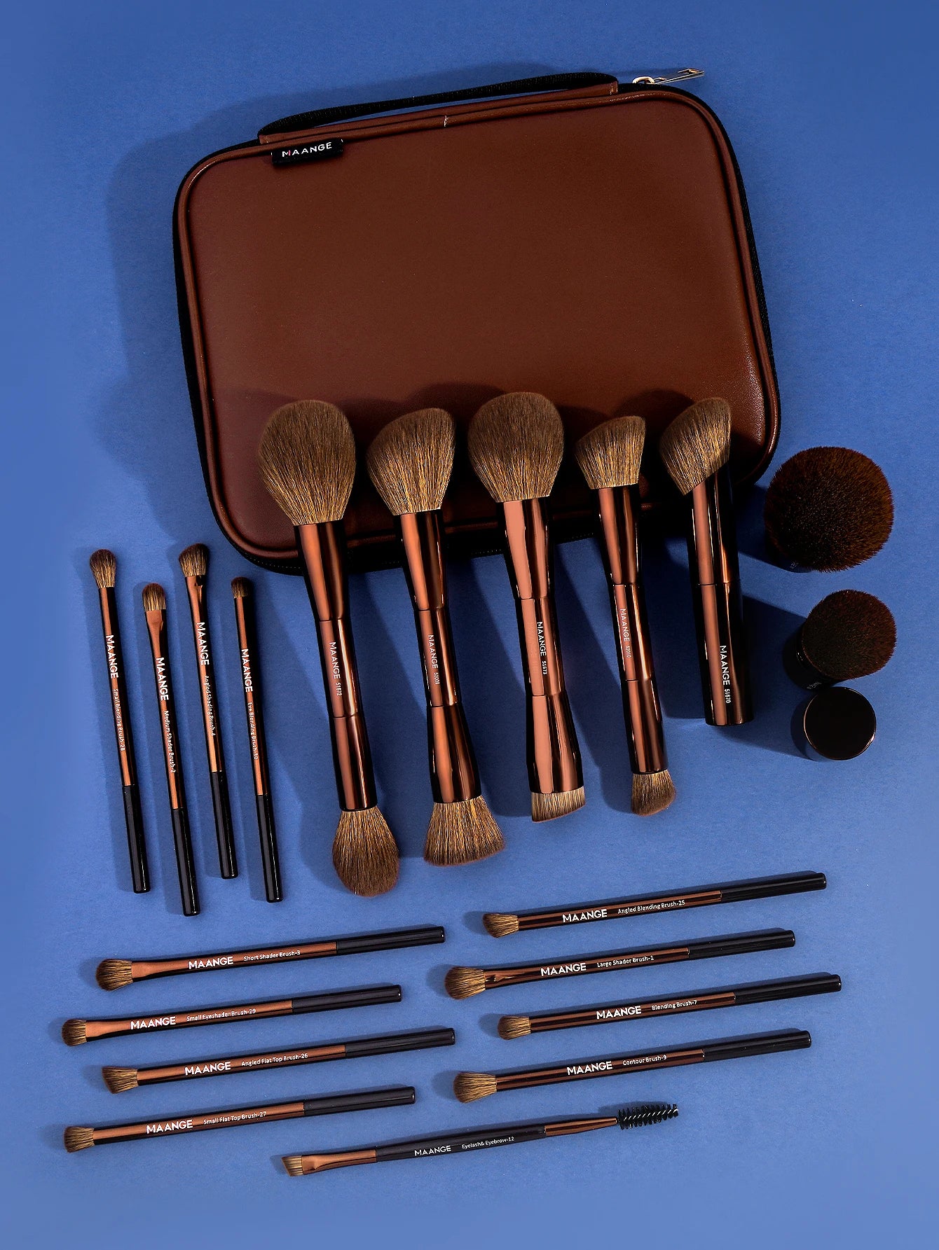 MAANGE 20-Piece Dual-End Professional Makeup Brush Set with Organizer