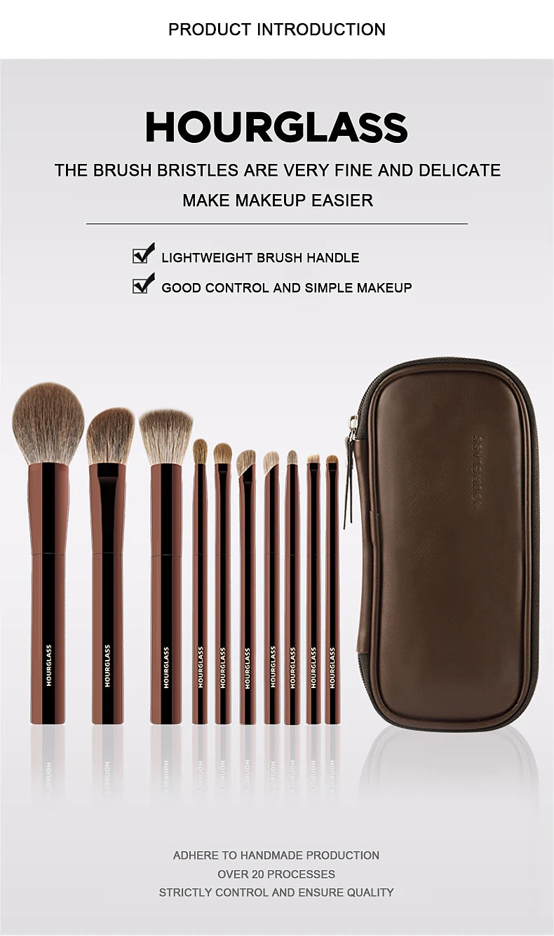 Hourglass 10-Piece Soft Wool Fiber Makeup Brush Set