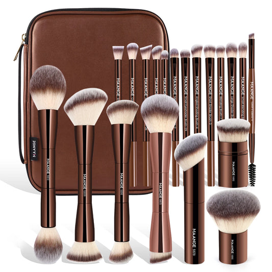 MAANGE 20-Piece Dual-End Professional Makeup Brush Set with Organizer